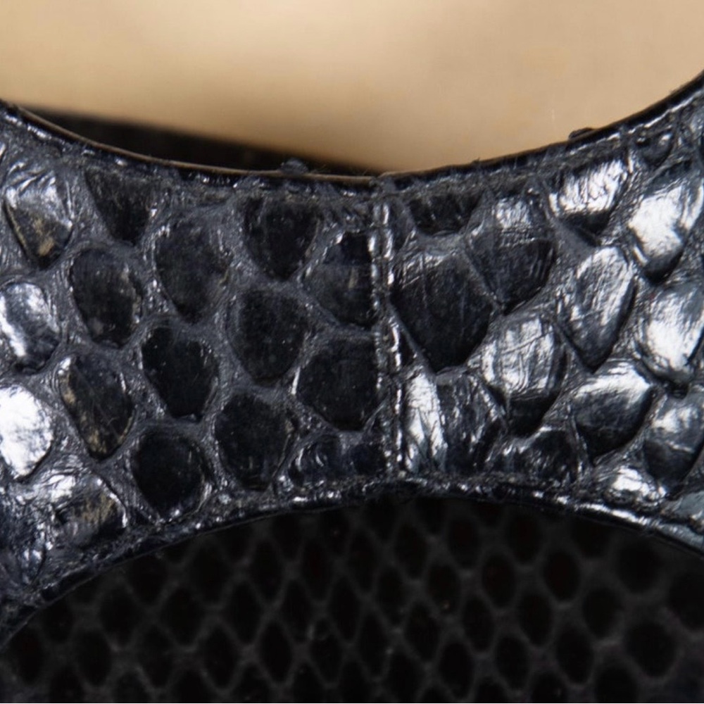 Jimmy Choo Black Python Peep Toe Heels - Picture 2 of 10